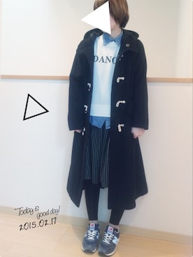 「ロング丈ダッフル」｜「アイテム（スウェット）」を使った、ケイティさん（レディース・157cm）の冬コーディネート