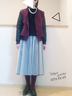 「黒ニット」｜ケイティさん（レディース・157cm）の冬コーディネート