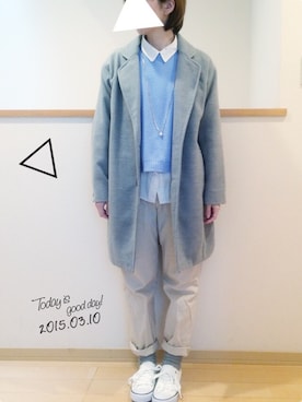 「白いスニーカー」｜「アイテム（チェスターコート）」を使った、ケイティさん（レディース・157cm）の春コーディネート