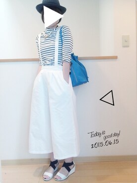 「MK MICHEL KLEIN（エムケーミッシェルクラン）のアイテム（帽子）」を使った、ケイティさん（レディース・157cm）の夏コーディネート