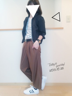 「Ray BEAMS（レイビームス）のアイテム（ブルゾン）」を使った、ケイティさん（レディース・157cm）の秋コーディネート