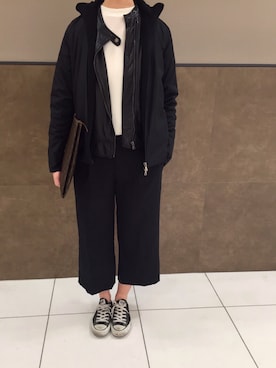 「PRADA（プラダ）のアイテム（ナイロンジャケット）」を使った、sさん（レディース・158cm）の冬コーディネート
