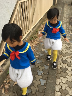 「AZUL by moussy（アズールバイマウジー）のアイテム（スニーカー）」を使った、moss315さん（キッズ・110cm）の秋コーディネート