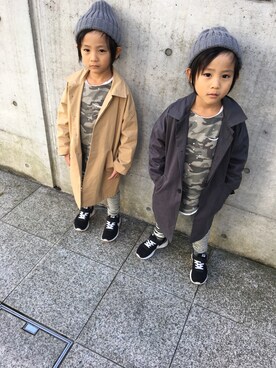 「AZUL by moussy（アズールバイマウジー）のアイテム（スニーカー）」を使った、moss315さん（キッズ・110cm）の秋コーディネート