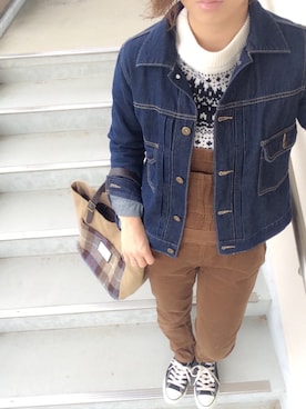 「SMELLY（スメリー）のアイテム（ピアス（両耳用））」を使った、mitanさん（レディース・158cm）の冬コーディネート