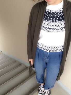 「マムジーンズ」｜mitanさん（レディース・158cm）の冬コーディネート