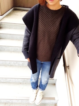 「grove（グローブ）のアイテム（その他アウター）」を使った、mitanさん（レディース・158cm）の冬コーディネート