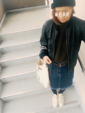 「SMELLY（スメリー）のアイテム（ピアス（両耳用））」を使った、mitanさん（レディース・158cm）の冬コーディネート