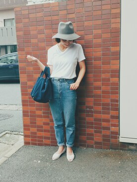 「パックT」｜「アイテム（帽子）」を使った、megu_11さん（レディース・160cm）の夏コーディネート