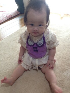 「アイテム（その他ベビー用品、パープル系）」を使った、i'llさん（キッズ・80cm）の秋コーディネート