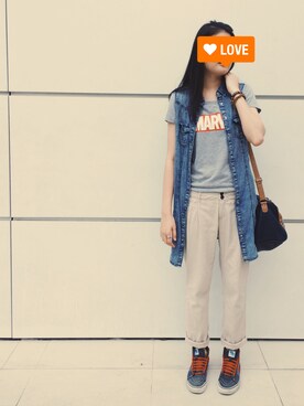 「New look（ニュールック）のアイテム（デニムジャケット）」を使った、ka_rinさん（レディース・173cm）の秋コーディネート