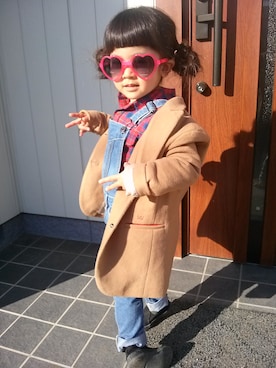 「uu」｜「アイテム（オールインワン・サロペット）」を使った、Sunny さん（キッズ・90cm）の冬コーディネート