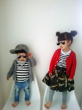 「ボーダーTシャツ」｜Sunny さん（キッズ・100cm）の春コーディネート