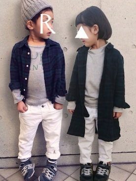 「シャツワンピース」｜「アイテム（福袋/福箱）」を使った、Sunny さん（キッズ・100cm）の秋コーディネート