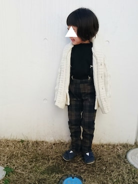 「アイテム（サスペンダー）」を使った、Sunny さん（キッズ・100cm）の冬コーディネート