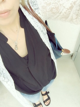 「Ungrid（アングリッド）のフレイドヘムストスリ（デニムパンツ）」を使った、yukinobdさん（レディース・154cm）の夏コーディネート