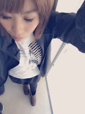「アキコーデ」｜「アイテム（ナイロンジャケット）」を使った、yukinobdさん（レディース・154cm）の秋コーディネート