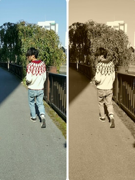 「JACK PURCELL（ジャックパーセル）のjackparcell（シューズ、ブラック系）」を使った、だ。さん（メンズ・173cm）の秋コーディネート
