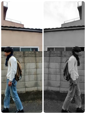 「PORTER（ポーター）のbagpack（バッグ、グリーン系）」を使った、だ。さん（メンズ・173cm）の冬コーディネート