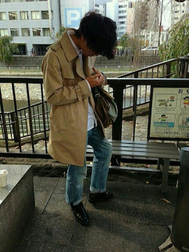 「PORTER（ポーター）のbagpack（バッグ、グリーン系）」を使った、だ。さん（メンズ・173cm）の秋コーディネート