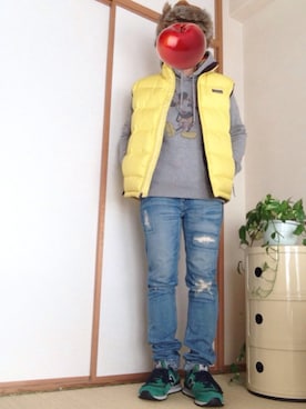 「ミッキー」｜「アイテム（ダウンベスト）」を使った、nknkさん（レディース・157cm）の冬コーディネート