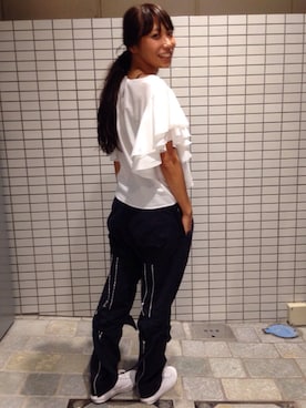 「古着のアイテム（シャツ/ブラウス、ホワイト系）」を使った、miyashitaさん（レディース）の夏コーディネート