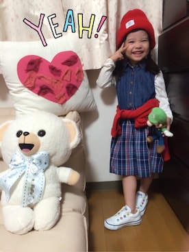 「ハグマグ」｜「アイテム（ニットキャップ/ビーニー）」を使った、yuririsaさん（キッズ・100cm）の秋コーディネート