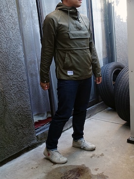 「アイテム（ナイロンジャケット、グリーン系）」を使った、boykunさん（メンズ・170cm）の秋コーディネート