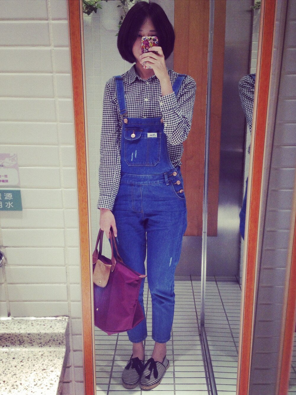「UNIQLO、LONGCHAMP、PAZZO」｜「PAZZOのPazzo uniqlo bonbonmihsa（サロペット/オーバーオール、ブルー系）」を使った、myhsuanさん（レディース・166cm）の夏コーディネートの1枚目の写真