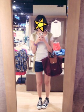「GIORDANO」｜「アイテム（その他アウター）」を使った、myhsuanさん（レディース・166cm）の夏コーディネート