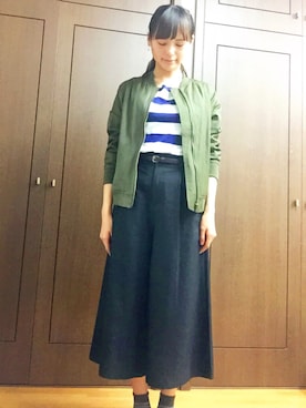「B.L.U.E（ビーエルユーイー）のアイテム（ブルゾン）」を使った、さちさん（レディース・162cm）の秋コーディネート