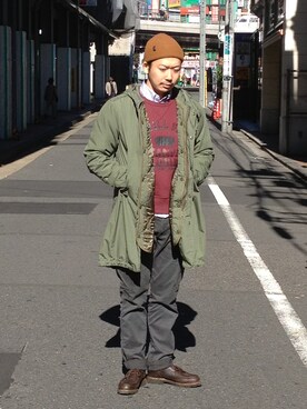 「ニットキャップ」｜「アイテム（モッズコート）」を使った、Mr.tsuchiyaさん（メンズ・178cm）の秋コーディネート