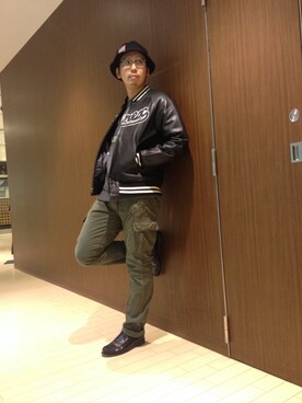 「スウエット」｜「アイテム（スタジャン）」を使った、Mr.tsuchiyaさん（メンズ・178cm）の秋コーディネート