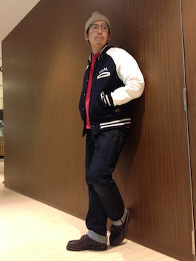 「スウエット」｜「アイテム（スタジャン）」を使った、Mr.tsuchiyaさん（メンズ・178cm）の秋コーディネート