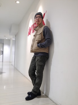 「TYPE BLUE（タイプブルー）のアイテム（ベスト）」を使った、Mr.tsuchiyaさん（メンズ・178cm）の秋コーディネート