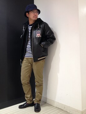 「AVIREX（アヴィレックス）のアイテム（その他）」を使った、Mr.tsuchiyaさん（メンズ・178cm）の冬コーディネート