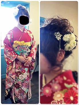 「アップヘア」｜「アイテム（その他）」を使った、まゆぺさん（レディース・154cm）の冬コーディネート