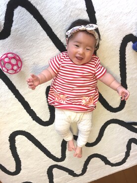 「combimini（コンビミニ）のアイテム（レッグウェア）」を使った、Yu.Re.nさん（キッズ・60cm）の夏コーディネート