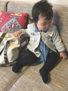 「アイテム（タイツ/ストッキング、ブルー系）」を使った、Yu.Re.nさん（キッズ・80cm）の秋コーディネート