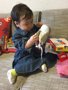 「赤ちゃん」｜「アイテム（シャツワンピース）」を使った、Yu.Re.nさん（キッズ・80cm）の冬コーディネート