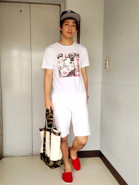 「Champagneグッズ」｜赤澤廉さん（メンズ・180cm）の夏コーディネート