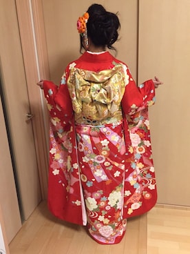 「同窓会」｜「アイテム（浴衣）」を使った、naoさん（レディース・160cm）の冬コーディネート