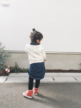 「UNIQLO（ユニクロ）のアイテム（その他）」を使った、ka_na_mさん（キッズ・90cm）の冬コーディネート