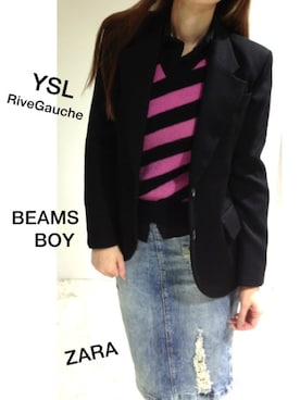 「Yves Saint Laurent（イヴサンローラン）のアイテム（テーラードジャケット）」を使った、Akoさん（レディース・172cm）の秋コーディネート
