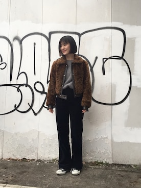 「MARTIN MARGIELA（マルタンマルジェラ）のアイテム（ブルゾン）」を使った、hamasaki chifumiさん（レディース・156cm）の冬コーディネート