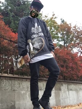 「スケボー」｜「アイテム（その他アウター）」を使った、.toshiki.さん（メンズ・169cm）の秋コーディネート