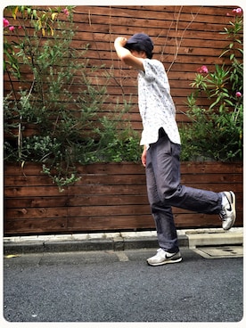 「DOUBLE NAME（ダブルネーム）のアイテム」を使った、木口弘之さん（メンズ・175cm）の夏コーディネート