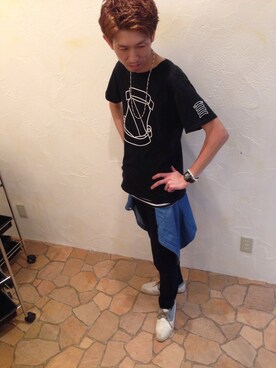 「アイテム（モカシン/デッキシューズ）」を使った、吉本博人さん（メンズ・177cm・30代）の夏コーディネート