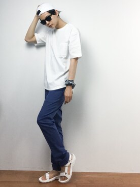 「MONKEY TIME（モンキータイム）のアイテム（帽子）」を使った、Yさん（メンズ・184cm）の春コーディネート