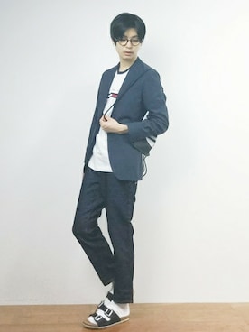 「TOMMY HILFIGER（トミーヒルフィガー）のアイテム（Tシャツ/カットソー）」を使った、Yさん（メンズ・184cm）の夏コーディネート